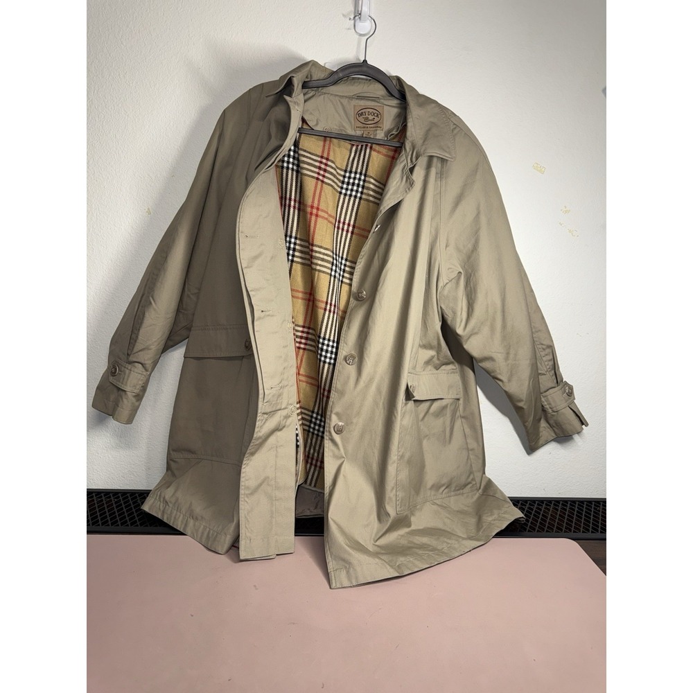 Dry‎ Dock by Sette Womens 18 Trench Coat Plaid Lined Rain Jacket Removable Liner